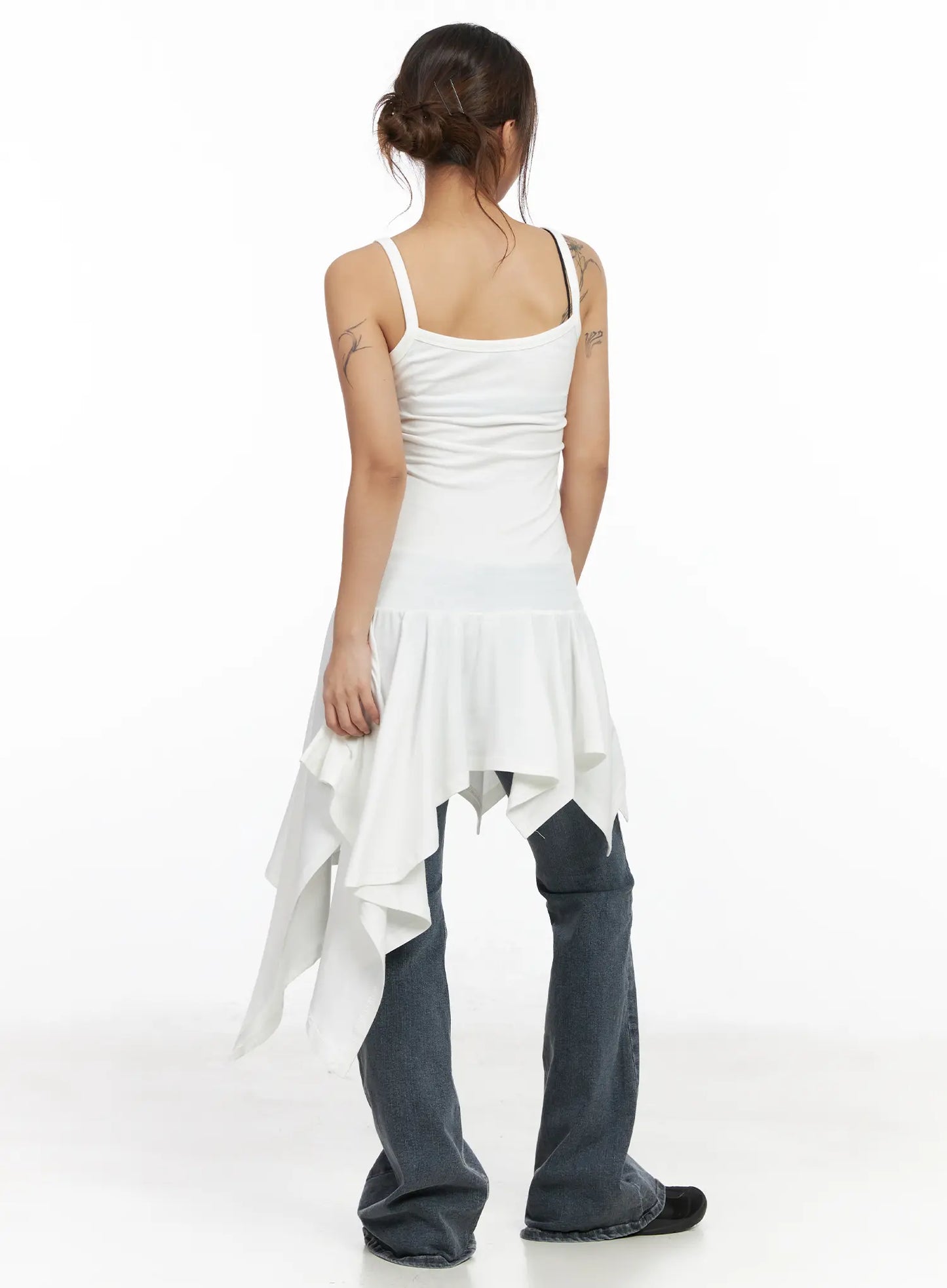 Asymmetric Ruffled Edge Sleeveless Mini Dress CF513