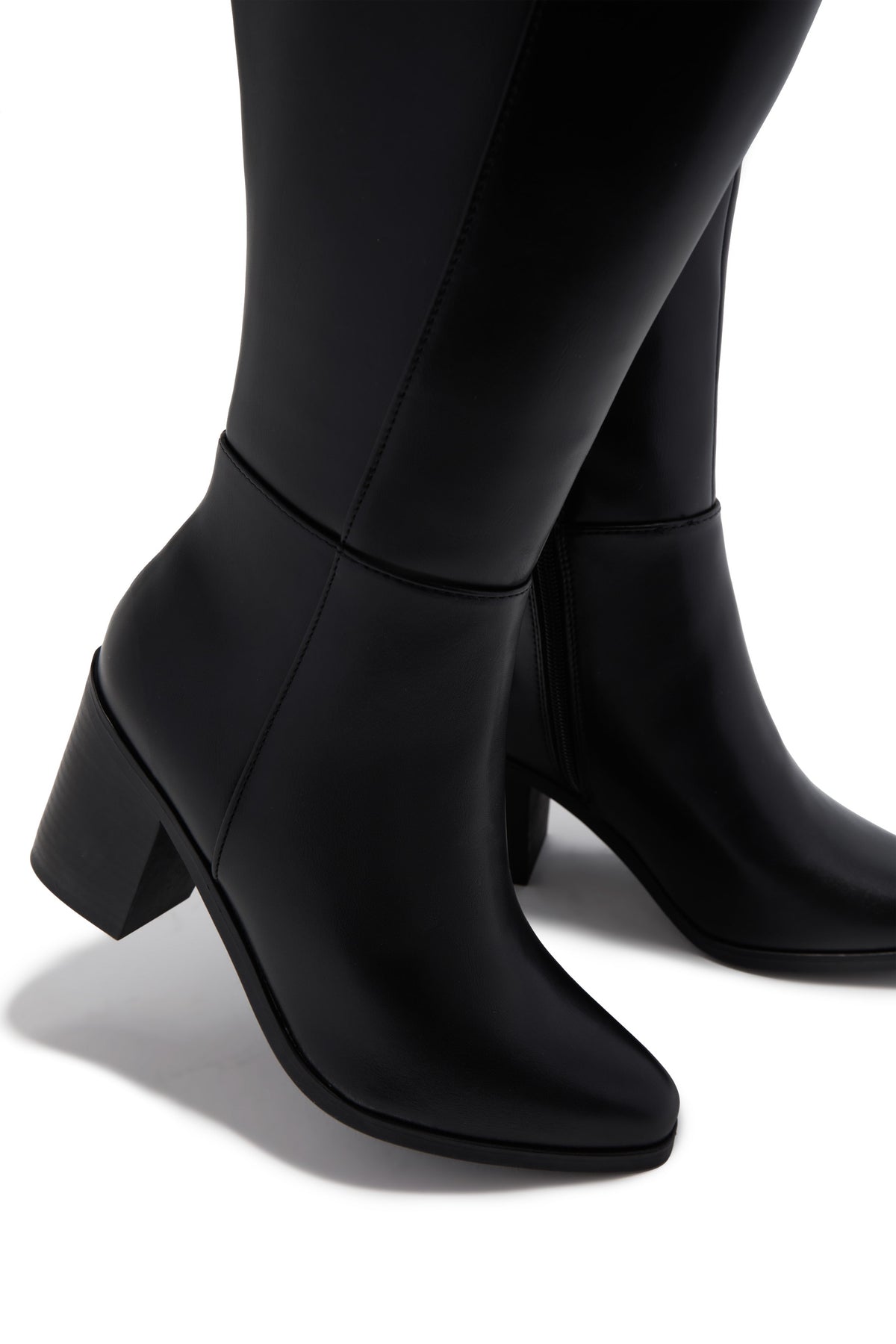Draya Wide Fit Block Heel Boots - Black