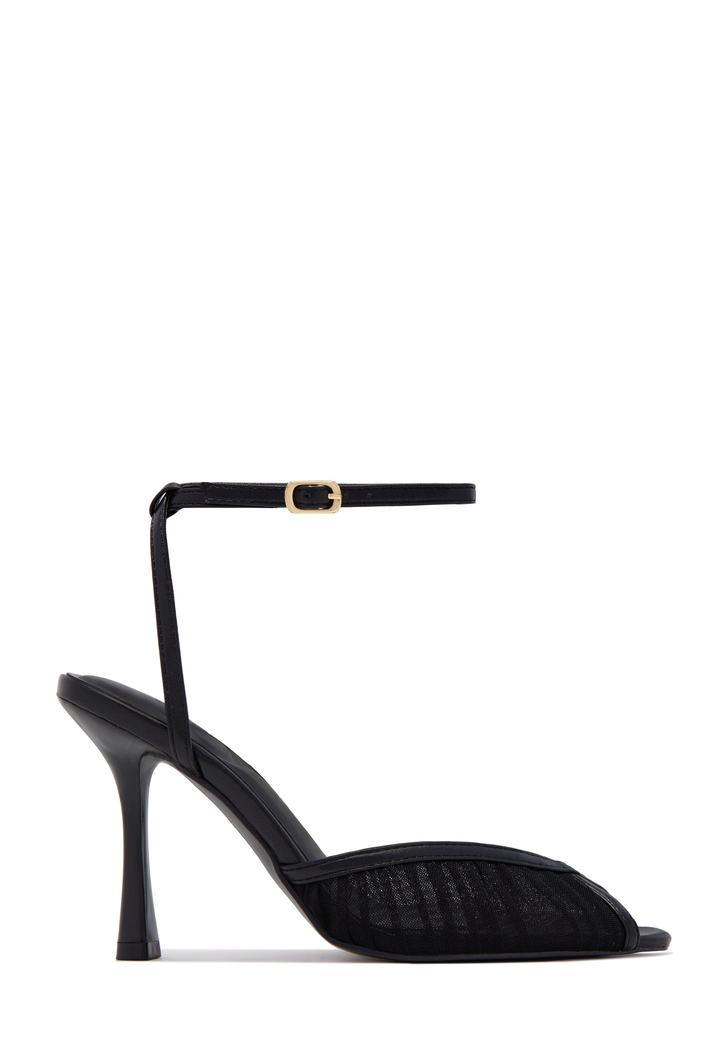 Juliette Mesh Ankle Strap Heels - Black