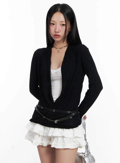 Casual V-Neck Long Sleeve Top CN528