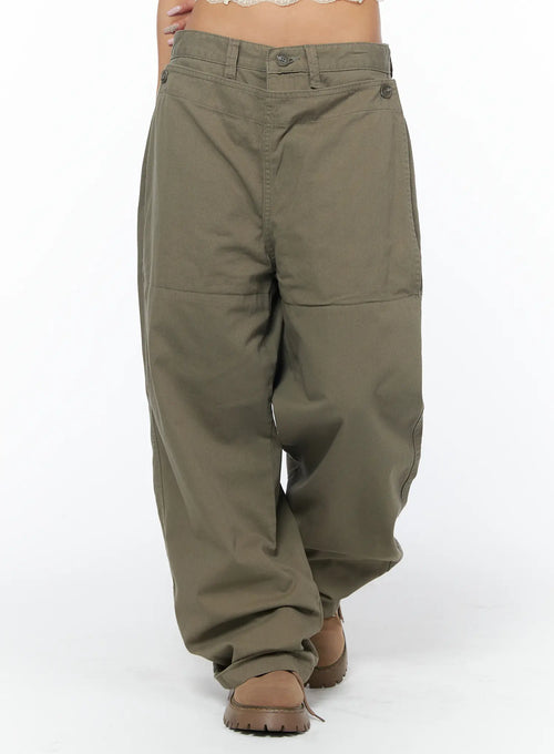 Adjustable Wide Leg Cargo Pants CA516