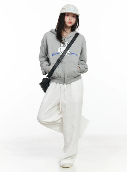 Bow Embossed Wide Pants IF525