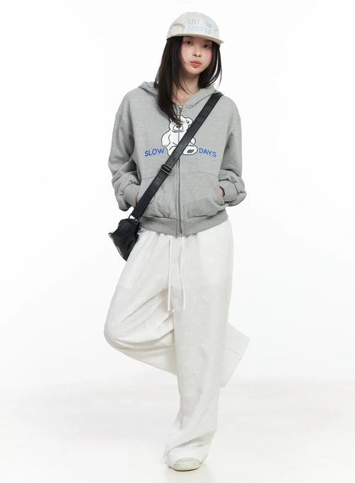 Bow Embossed Wide Pants IF525