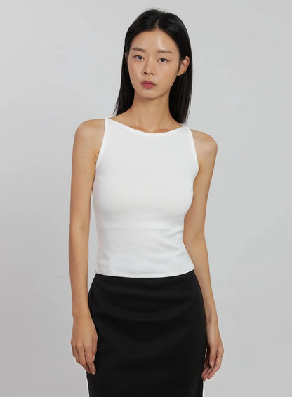 Boatneck Crop Tank Top IJ508