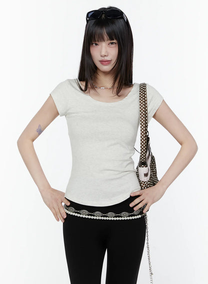 Basic Scoop Neck Short Sleeve Tee CU508