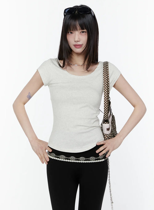 Basic Scoop Neck Short Sleeve Tee CU508