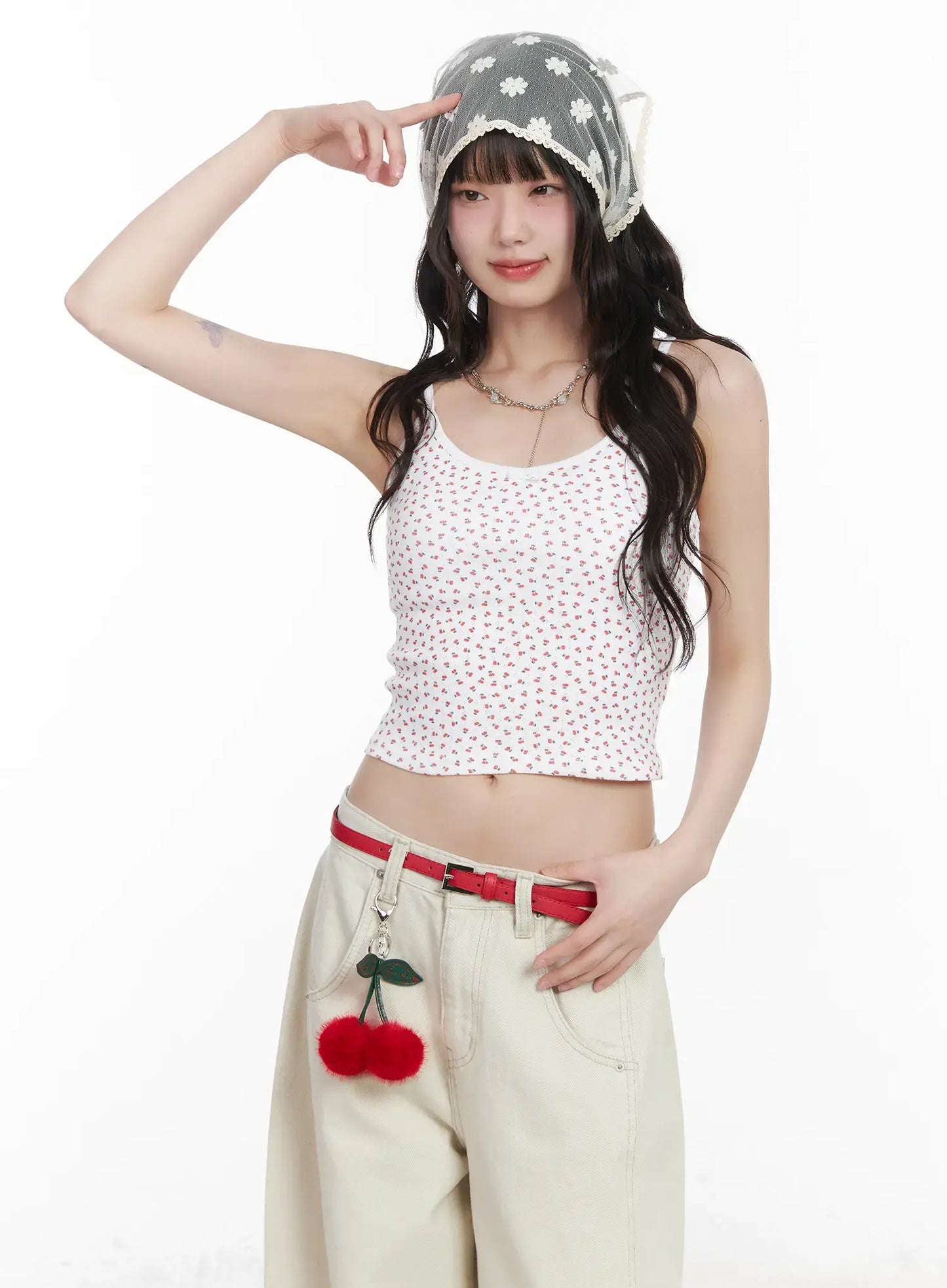 Cherry Print Ribbon Cami Top CM526