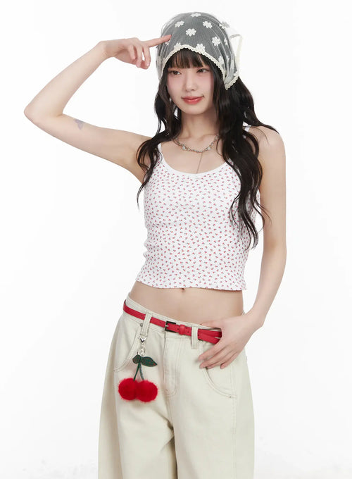 Cherry Print Ribbon Cami Top CM526