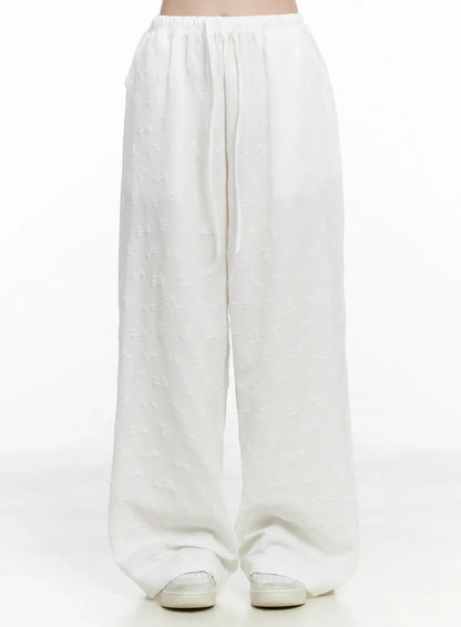 Bow Embossed Wide Pants IF525