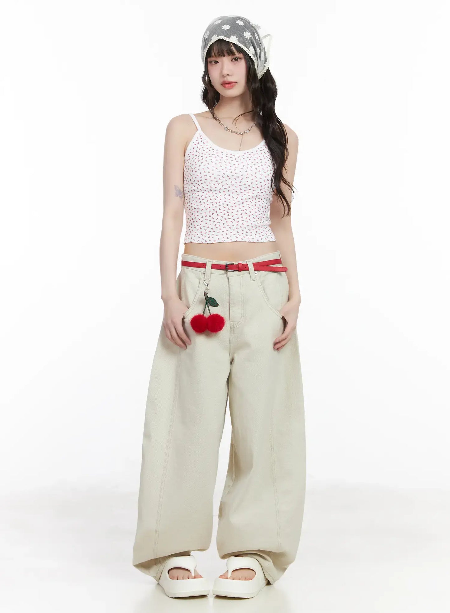 Cherry Print Ribbon Cami Top CM526