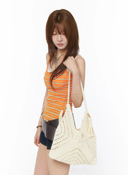 Bohemian Knit Tassel Shoulder Bag CY528