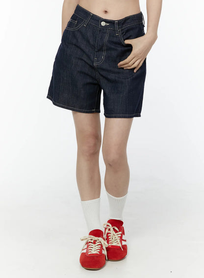 Classic High-Waist Denim Shorts IU505