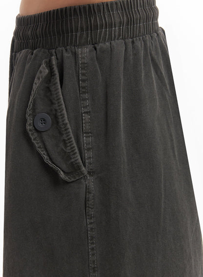 Cargo Washed Wide-Leg Sweatpants IY502