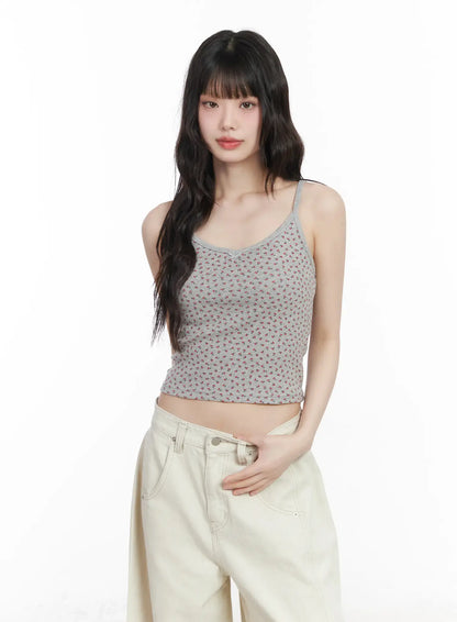 Cherry Print Ribbon Cami Top CM526