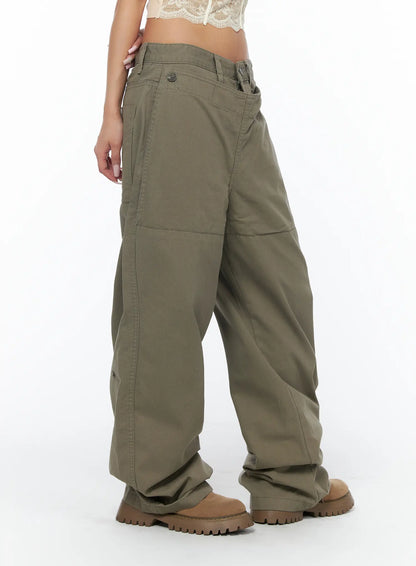 Adjustable Wide Leg Cargo Pants CA516