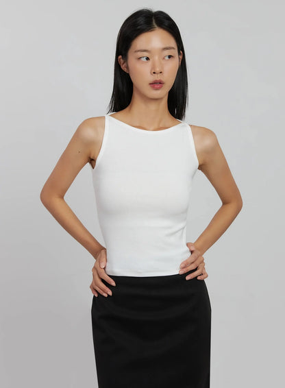 Boatneck Crop Tank Top IJ508
