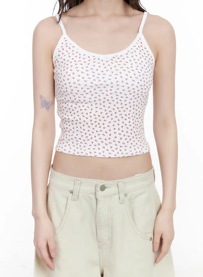 Cherry Print Ribbon Cami Top CM526