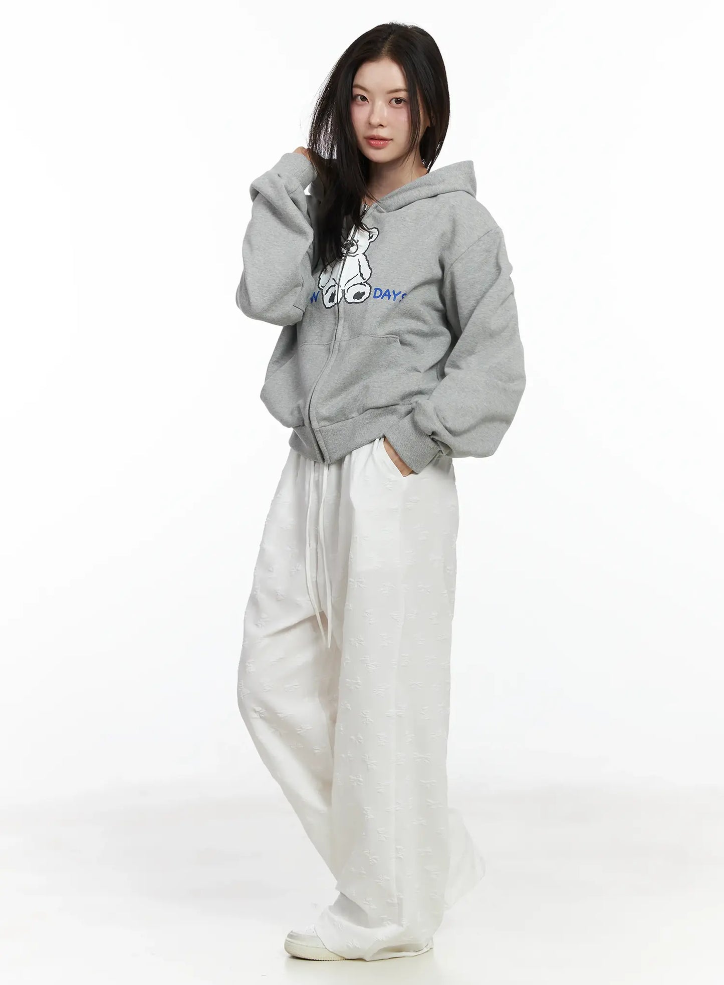 Bow Embossed Wide Pants IF525