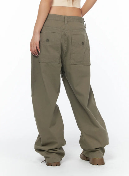 Adjustable Wide Leg Cargo Pants CA516
