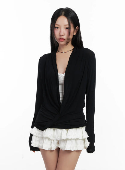 Casual V-Neck Long Sleeve Top CN528