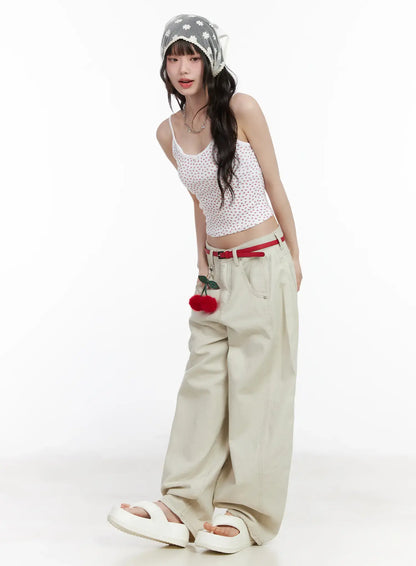 Cherry Print Ribbon Cami Top CM526