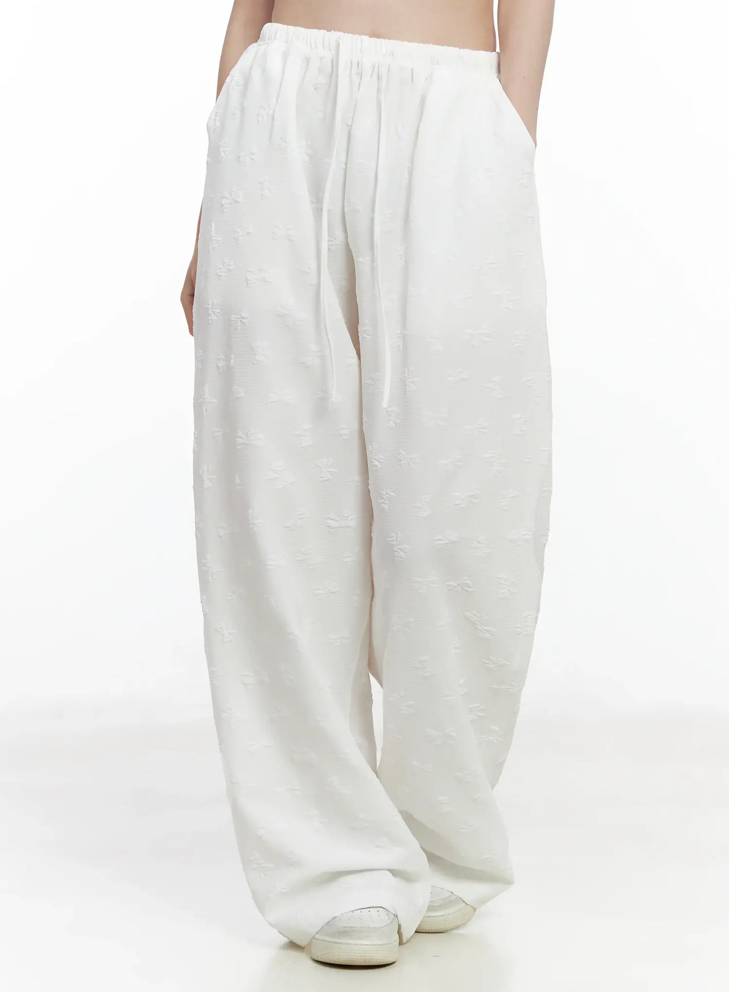Bow Embossed Wide Pants IF525