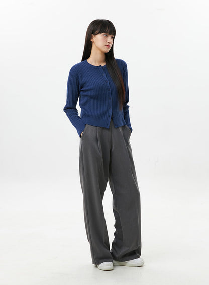 Cable Knit Round Neck Cardigan OS305