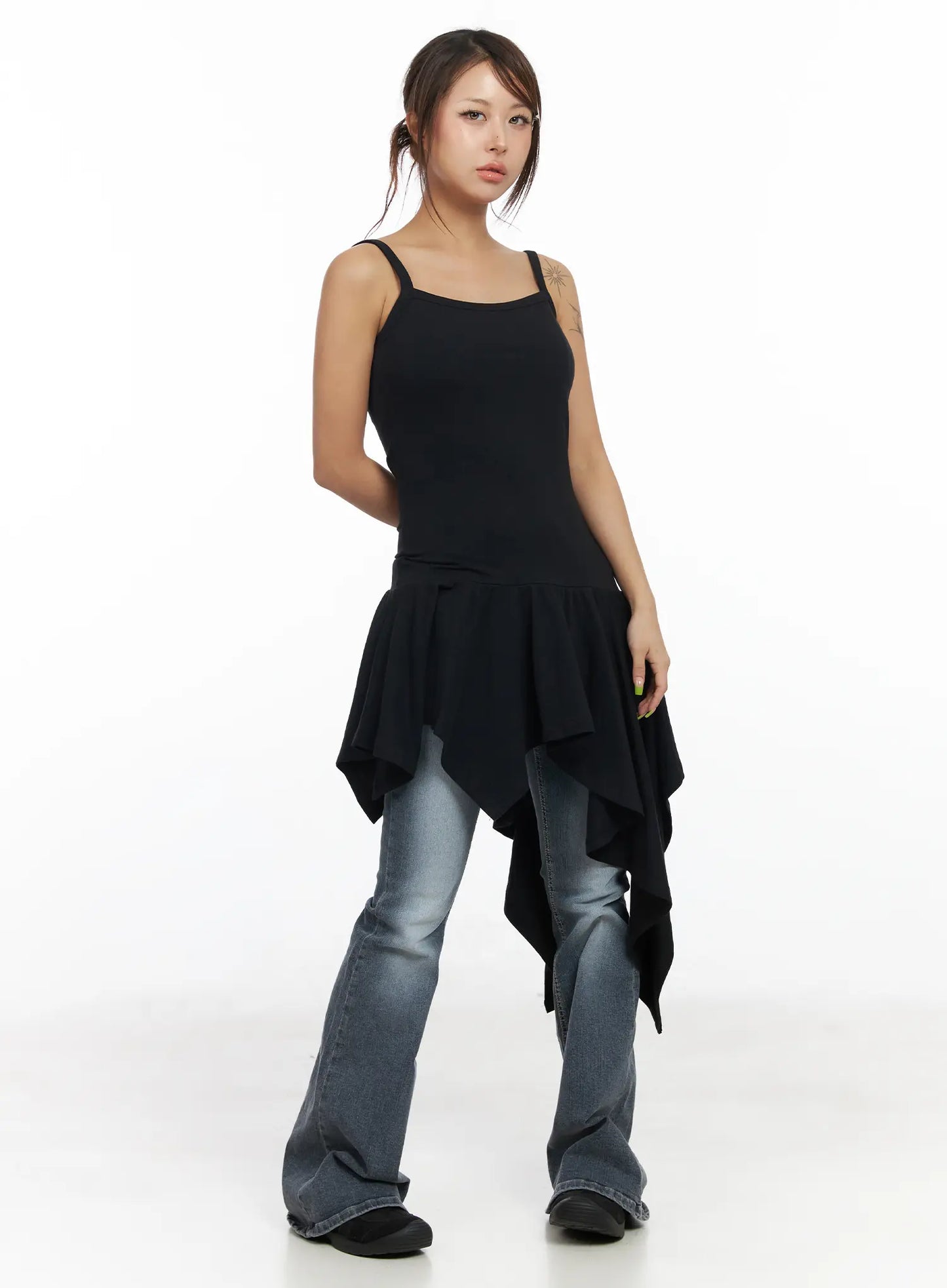 Asymmetric Ruffled Edge Sleeveless Mini Dress CF513