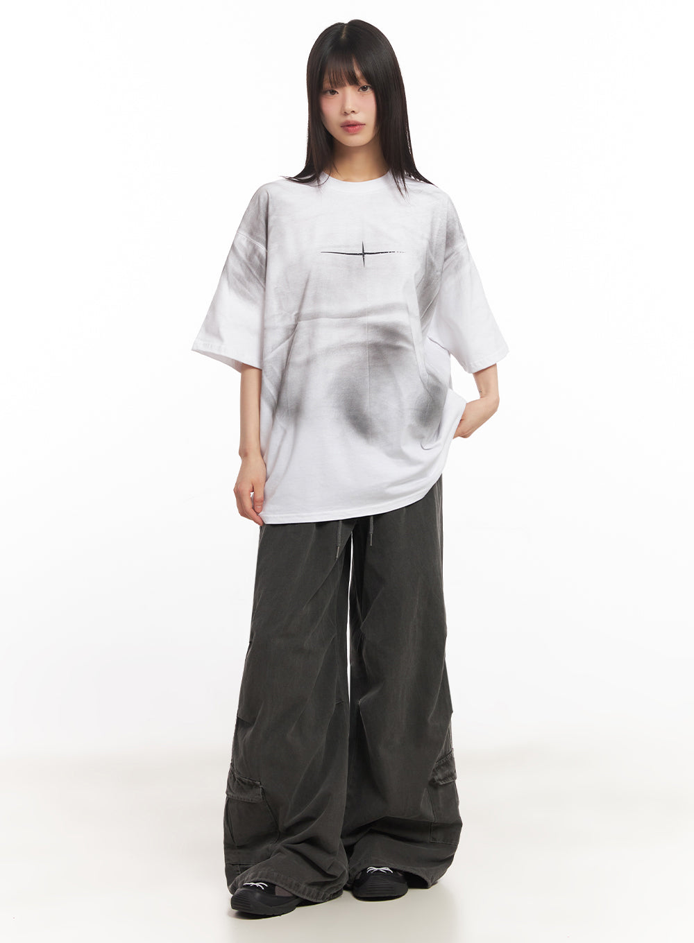Cargo Washed Wide-Leg Sweatpants IY502