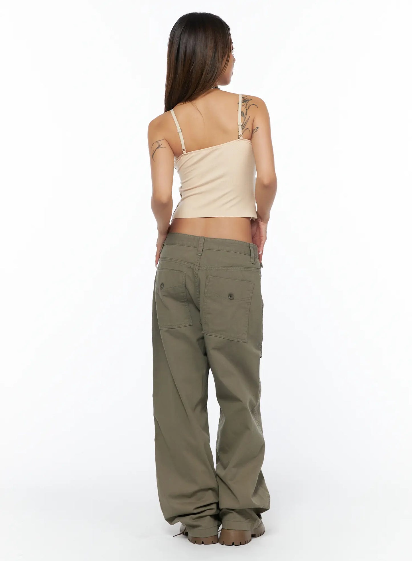 Adjustable Wide Leg Cargo Pants CA516