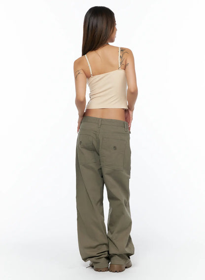 Adjustable Wide Leg Cargo Pants CA516