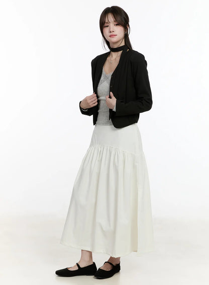Chic U-Neck Crop Jacket with Scarf CM505