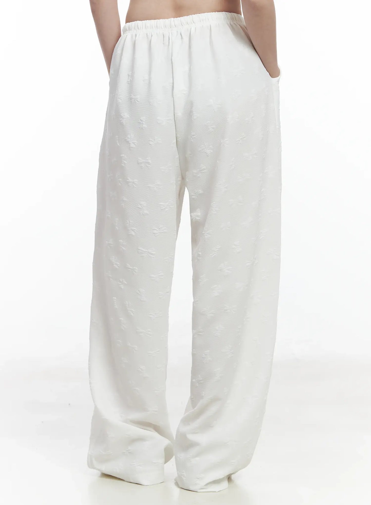 Bow Embossed Wide Pants IF525