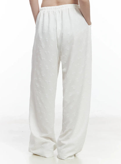 Bow Embossed Wide Pants IF525