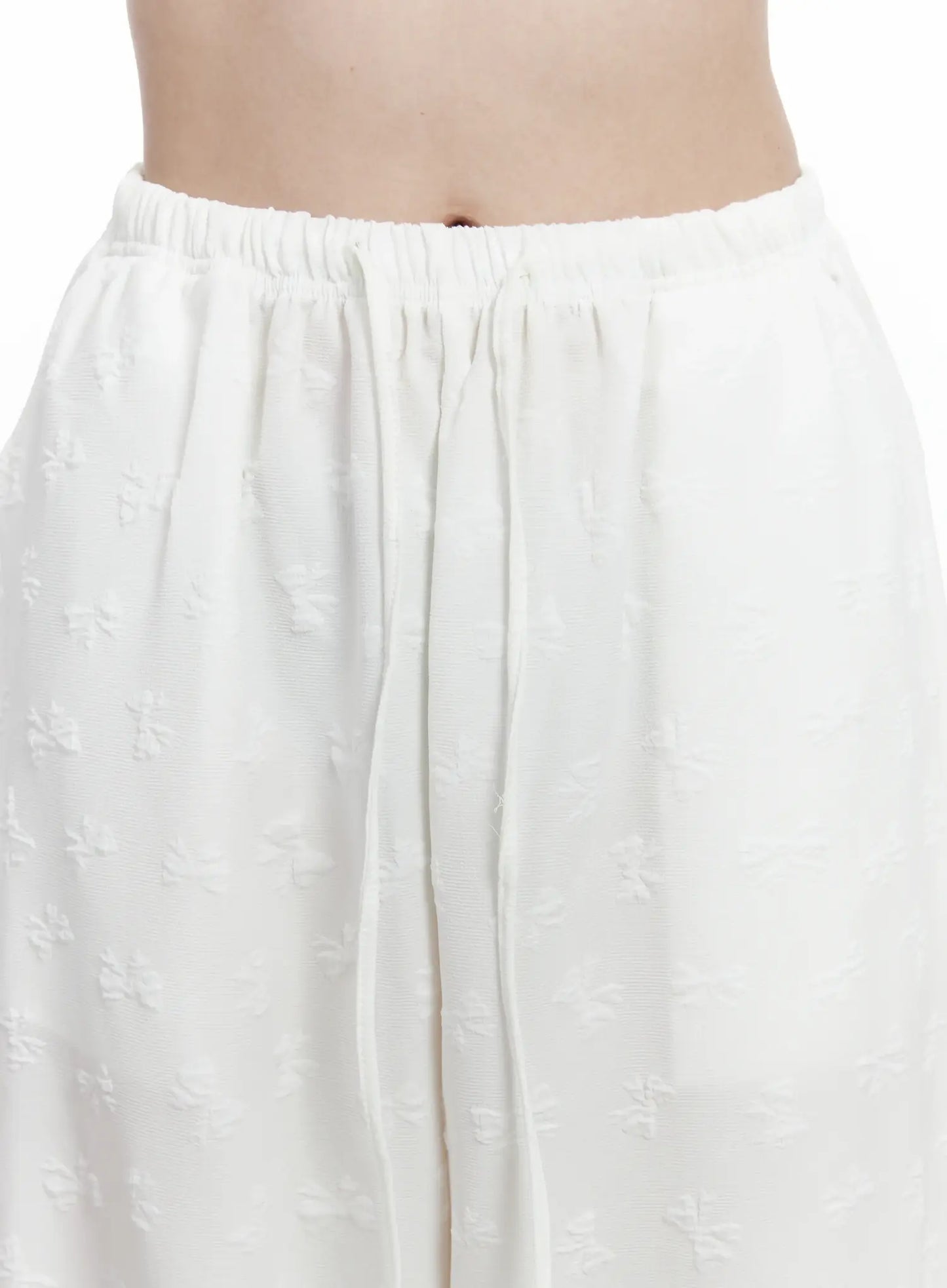 Bow Embossed Wide Pants IF525