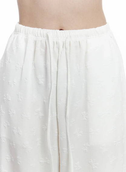 Bow Embossed Wide Pants IF525