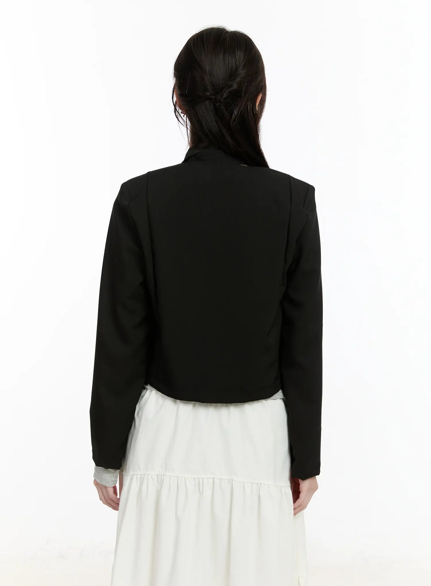 Chic U-Neck Crop Jacket with Scarf CM505