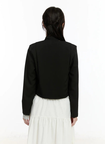 Chic U-Neck Crop Jacket with Scarf CM505