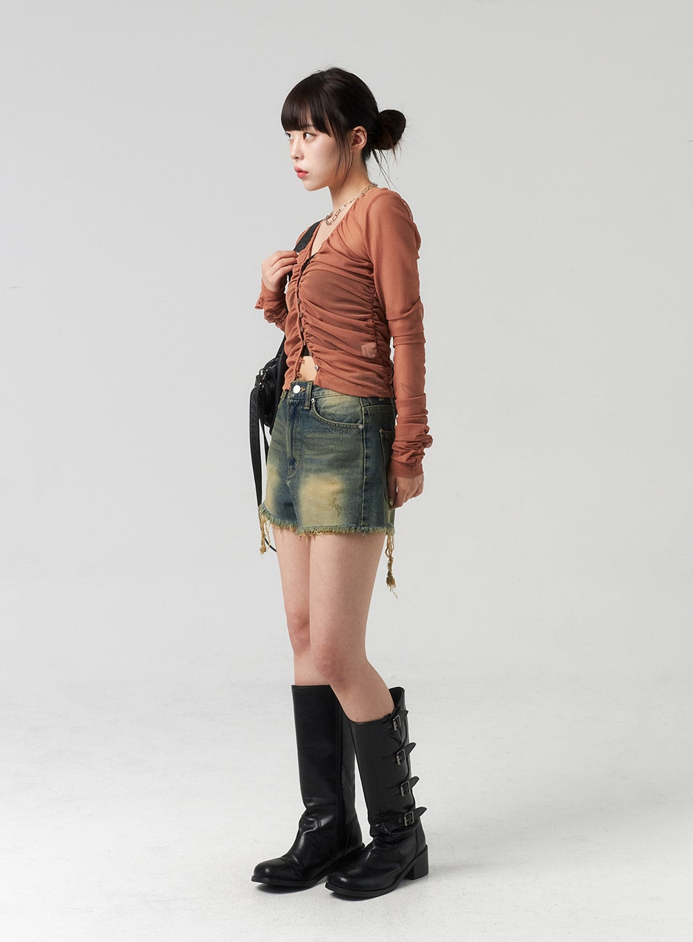 Button Mesh Cardigan CL314