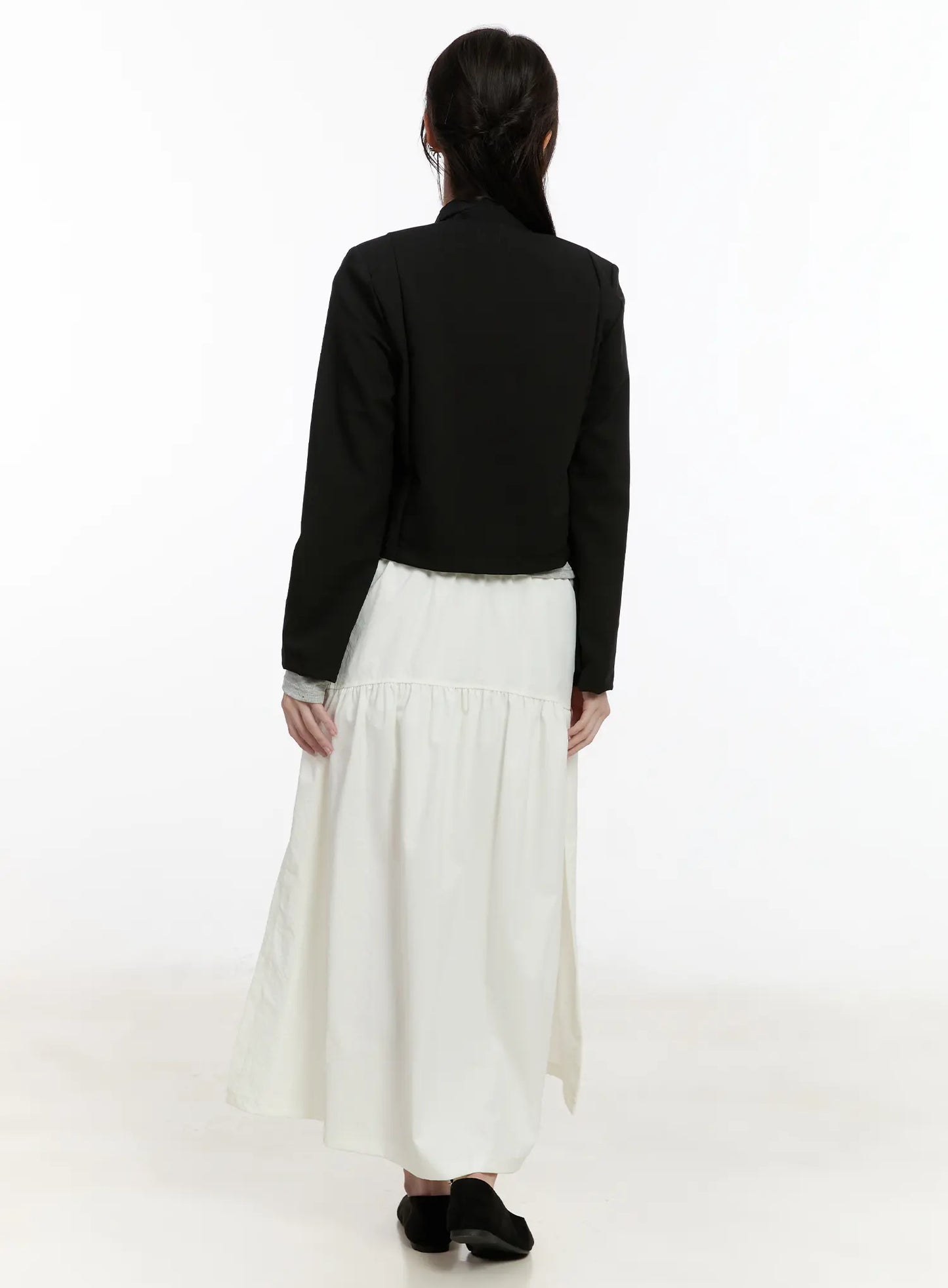 Chic U-Neck Crop Jacket with Scarf CM505