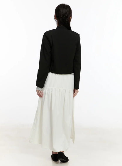 Chic U-Neck Crop Jacket with Scarf CM505