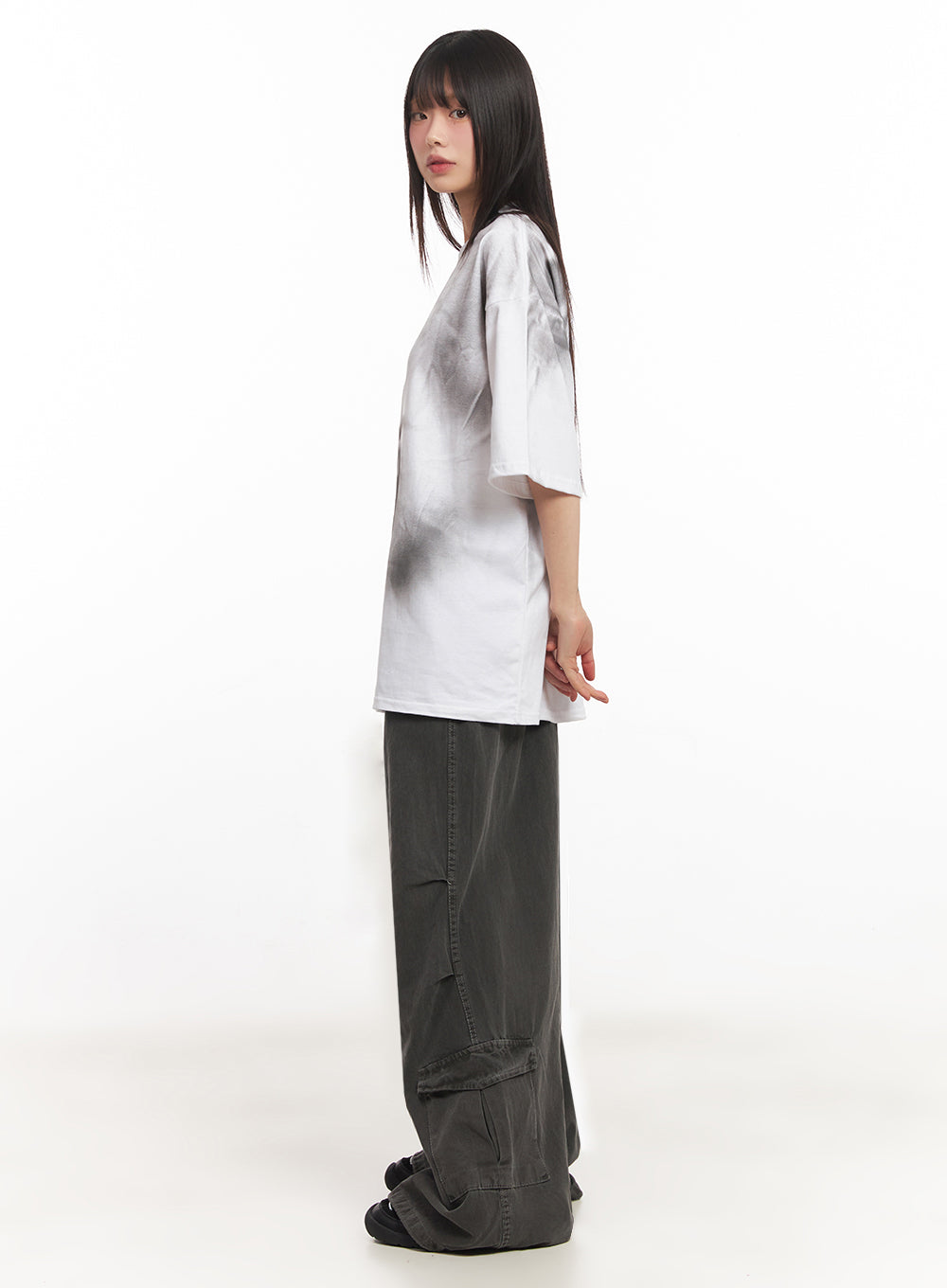 Cargo Washed Wide-Leg Sweatpants IY502