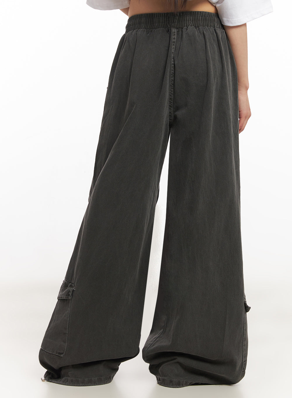 Cargo Washed Wide-Leg Sweatpants IY502