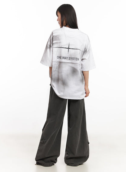 Cargo Washed Wide-Leg Sweatpants IY502