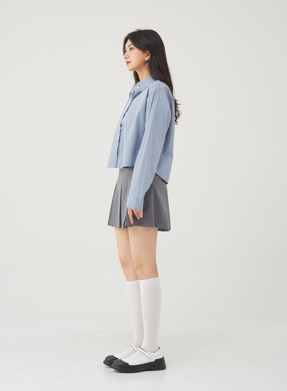 Basic Tone Down Color Crop Shirt BG23