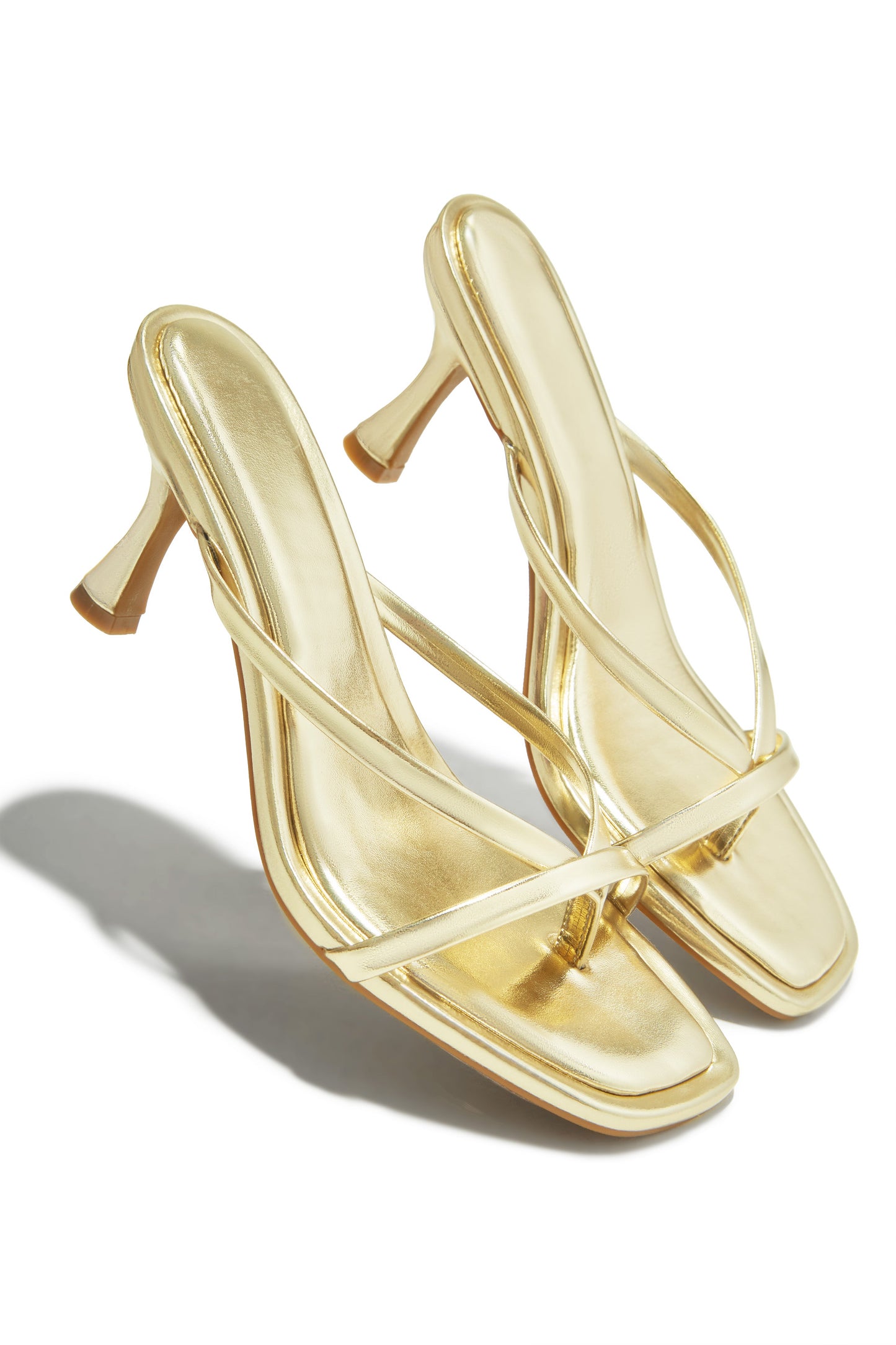 Elena Mid Heel Mules - Gold