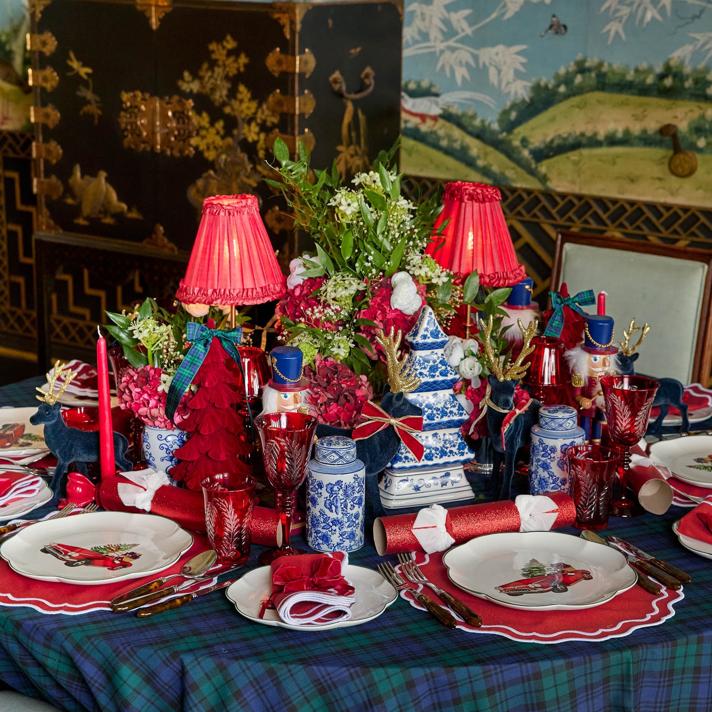 Red Ceramic Bow Candleholder (Pair)