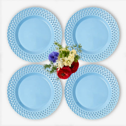 Blue Basketweave Dinner Plates (Set of 4)