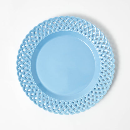 Blue Basketweave Dinner Plates (Set of 4)