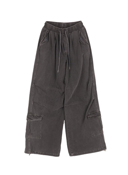 Cargo Washed Wide-Leg Sweatpants IY502